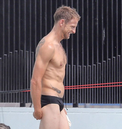 Jensen Button in his speedo