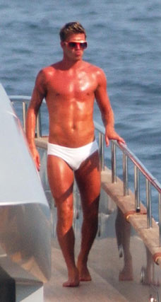 Beckham in white speedos.