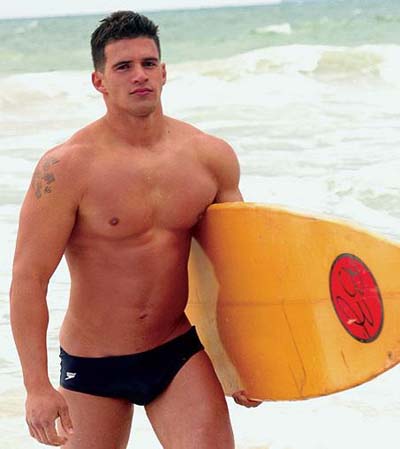 Surfer wearing speedos.