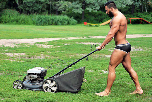 Mowing the Lawn in Speedos